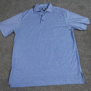 Footjoy Mens Polo Shirt Large Blue Striped Performance